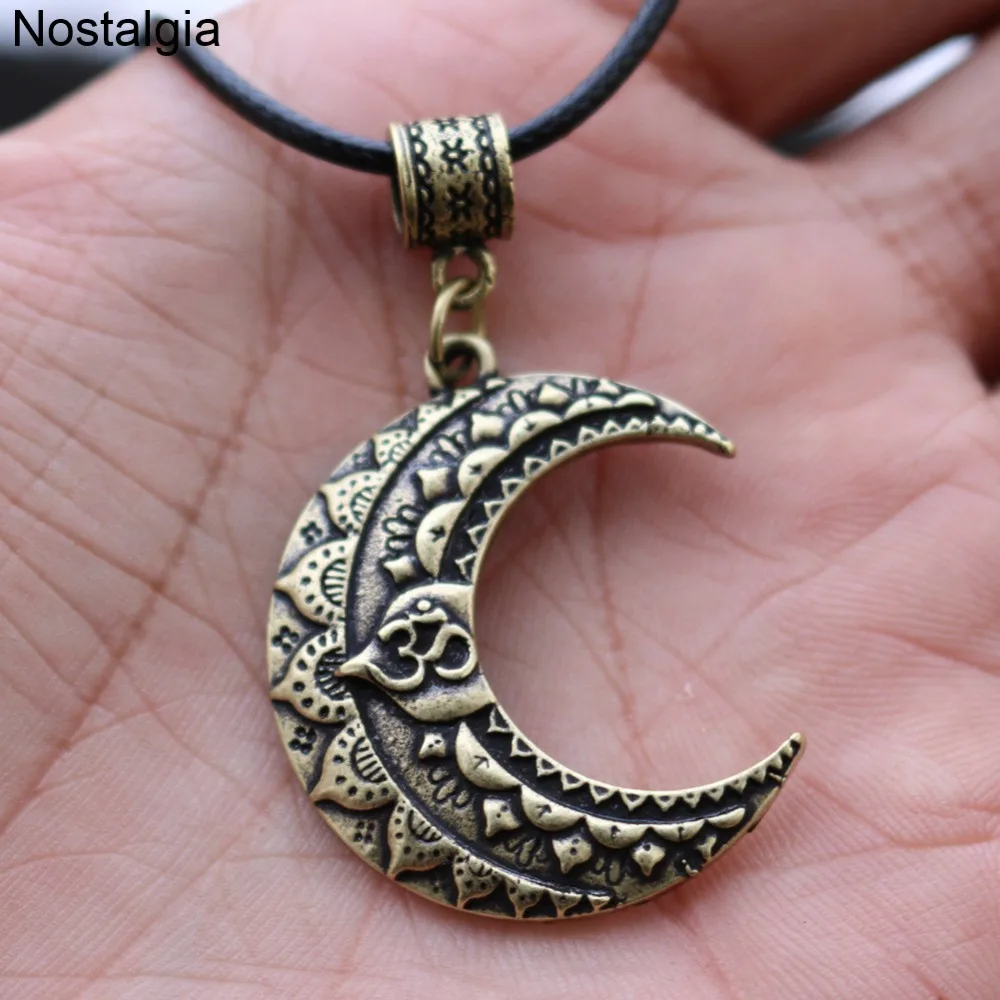 Ностальгия Ом Йога луна ожерелье Wicca Pagan ювелирные изделия Мандала Цветок лотоса