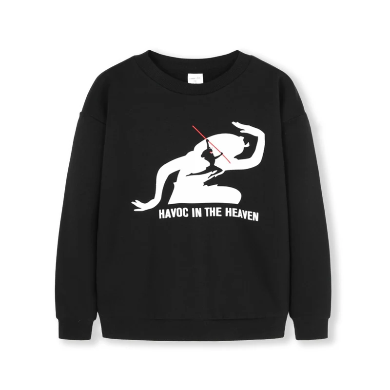 Balabala Da Zao Tian Gong/детская одежда свитер для мальчиков и девочек Новинка года; детский Семейный комплект из бархата - Цвет: black
