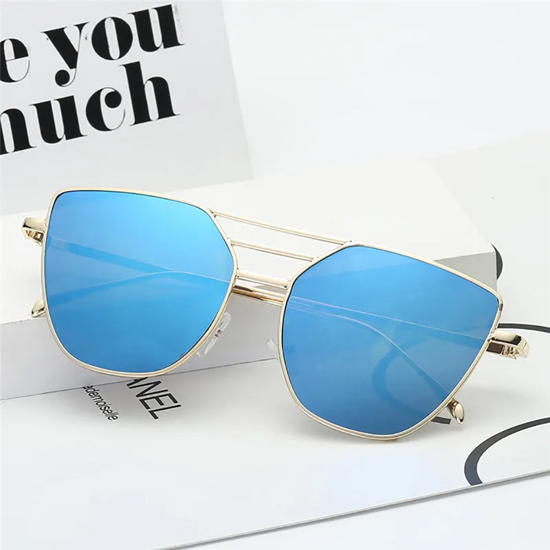 4Gold-Ice Blue Для женщин Обёрточная бумага солнцезащитные очки квадратной формы Форма градиентные линзы солнцезащитные очки Золотое металлическое обрамление, с тремя полосками, очки, очки, UV400#250147 - Цвет линз: 4Gold-Ice Blue
