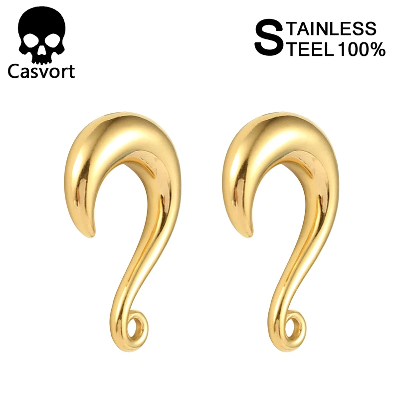 gold Casvort, уникальные серьги для пирсинга из нержавеющей стали, модные крючки для болтающихся пирсинга, ювелирные изделия, 2 шт., распродажа - Окраска металла: gold