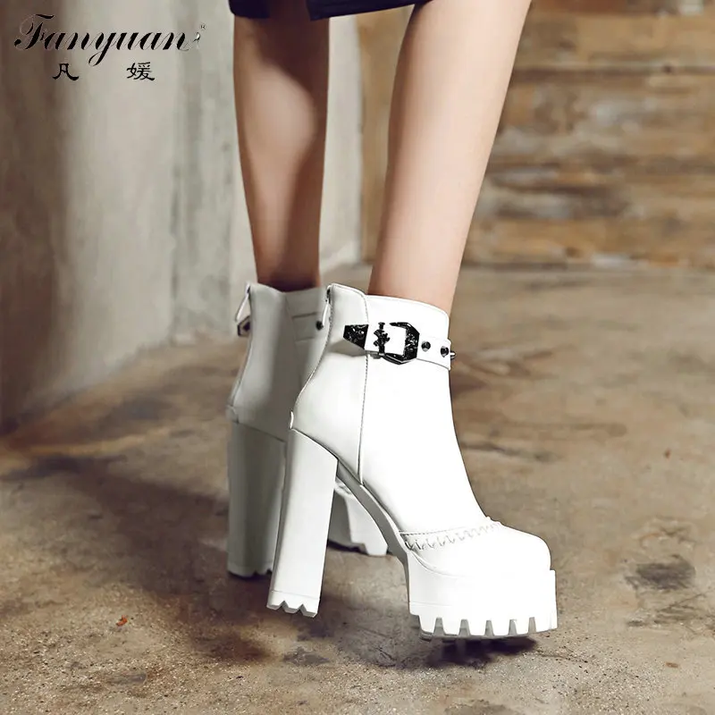 Женские ботинки на Высоком толстом каблуке высокой платформе с застежкой