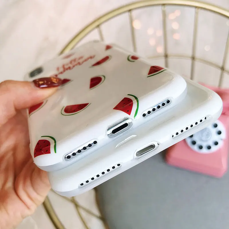 Boucho Fashion Phone Case Back Cover For iphone 6 6s 7 8 Plus 10 Lovely Summer Fruit Watermelon Pattern Cases X Capa |