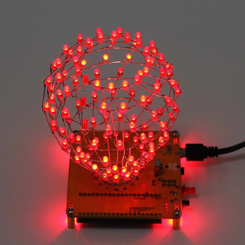 LED Cubic Ball DIY Kit Red Light Cube Electronic Remote Control Rhythm lamp Soldering Kits Brain-Training | Электронные