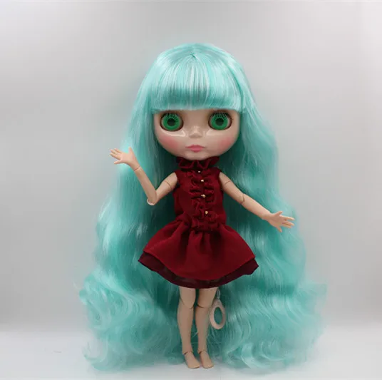 Кукла Blygirl Blyth зеленая и белая смешанная кукла Лю Хай с кудрявыми волосами