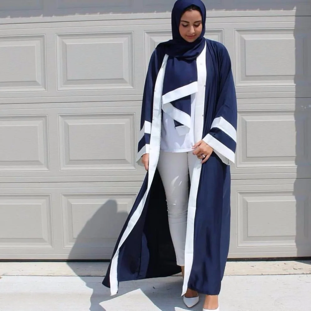 Мусульманское Полосатое платье Abaya хиджаб туника кардиган длинный халат кимоно