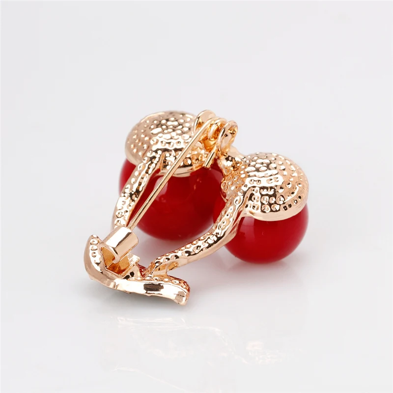 Декоративная брошь в виде вишни красные Эмалевые броши листьев фруктов для