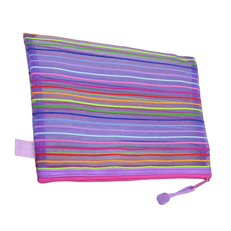 Молния нейлоновая сетка фиолетовая полоса А5 документы файлы ручка карманная