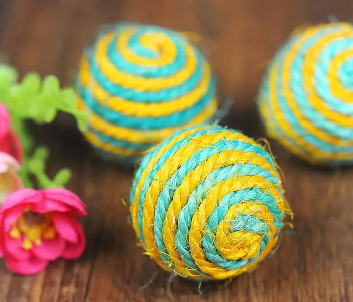 3 шт. кошка игрушка сизаль мяч котенок Забавный шарик тизер жевательный