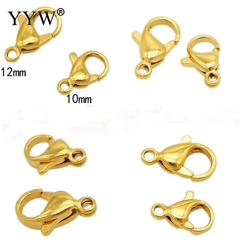 

YYW Мода 10 12 мм золотой цвет из нержавеющей стали свободный Карабин Для Diy ожерелье браслет Изготовление ювелирных изделий 10 ⑤ пакет