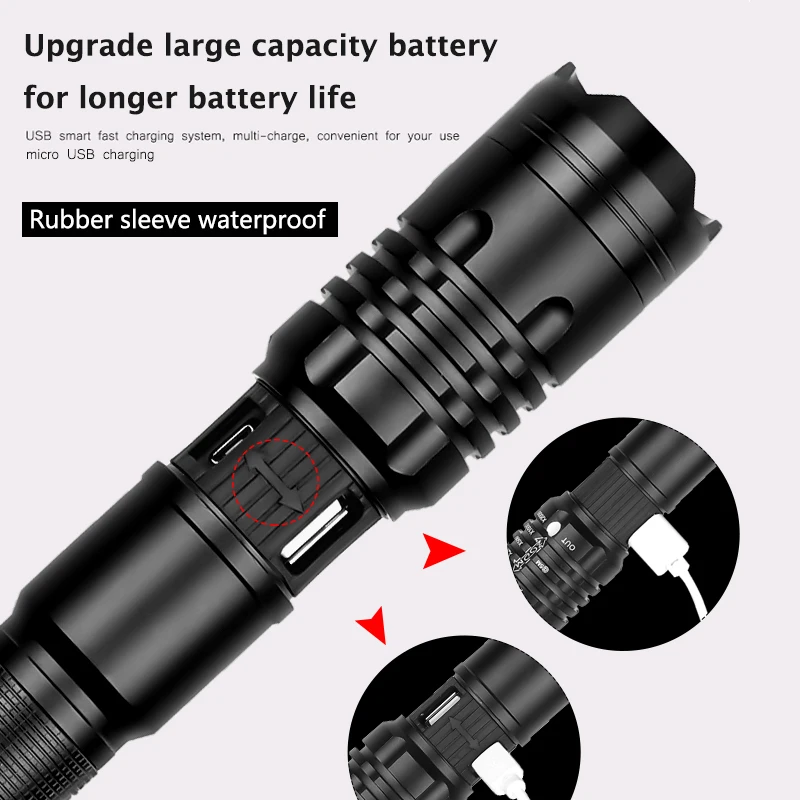 60000LM мощный светодиодный фонарик XHP50, фонарик с usb-зарядкой, светодиодный фонарь lanter, 1*18650 Аккумулятор для кемпинга, велосипедная лампа
