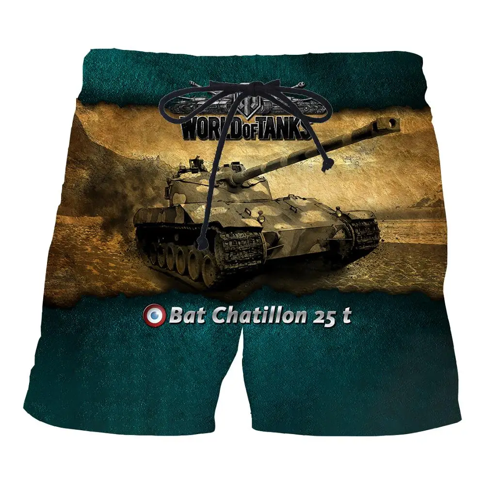 Пляжные шорты World Of Tanks мужские повседневные с забавным 3D принтом модные летние