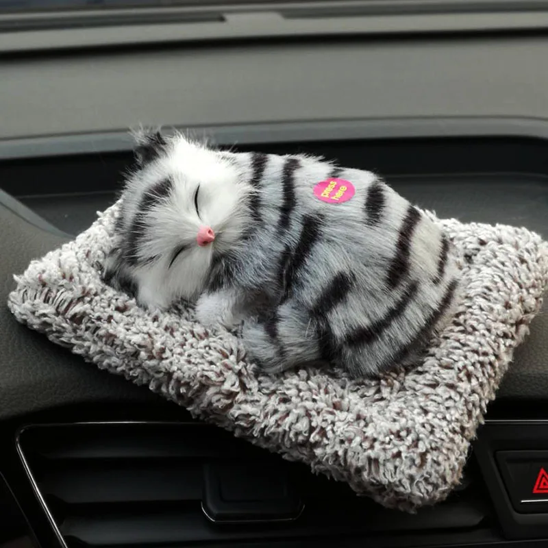 Cute Car Dashboard Ornaments Simulation Sleeping Cat Decoration for Lovely Plush Kittens Doll Toy Interior Accessories | Автомобили и