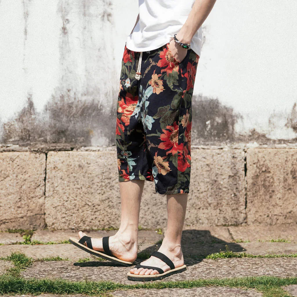 Новинка 2019 свободные укороченные брюки в стиле хип хоп мешковатые льняные