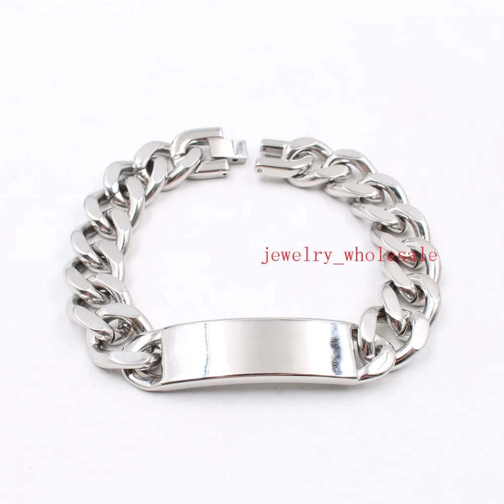 Цепочка кубинская из полированной нержавеющей стали шириной 15 мм большой