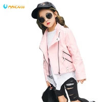 2018 autumn baby pu jacket girls rivet zipper cool jacket leather clothing 5 11 years old korean leather jacket all