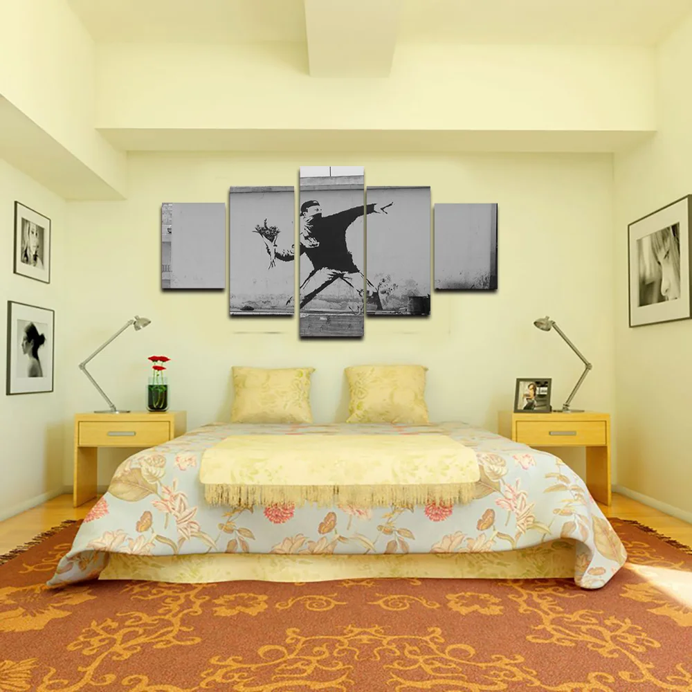 Banksy без рамки 5 шт. абстрактный персонаж Декоративная Настенная картина