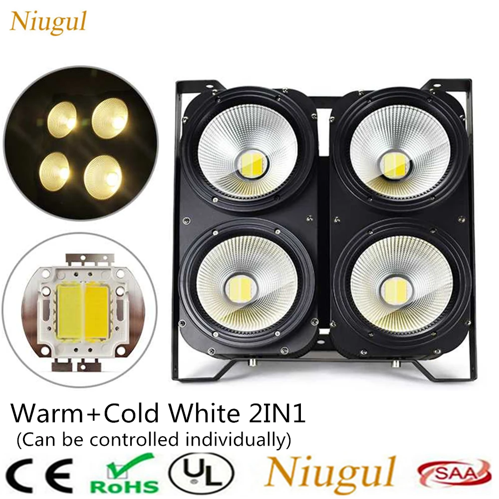 4x100W LED COB свет/4 глаза 400W освещение для аудитории/холодный белый + теплый 2в1