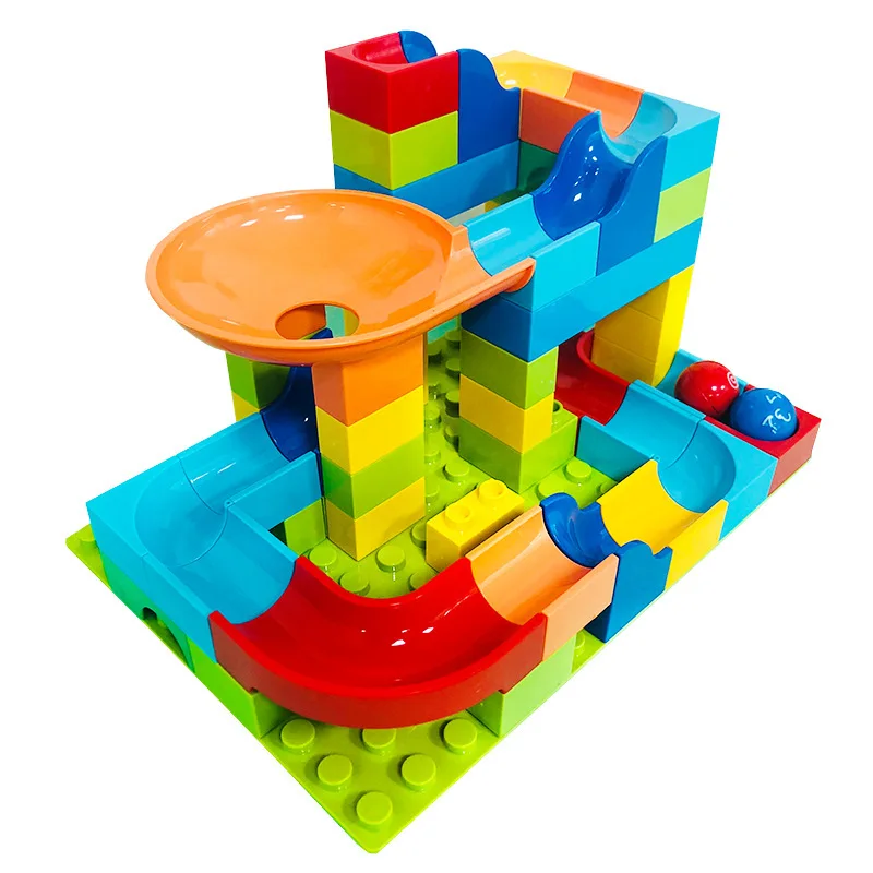 Maze Ball Track Big Building Blocks 56PCS Plastic Duplo Block Toys for Children Funnel Slide Marble Race Run Baby Kids | Игрушки и хобби