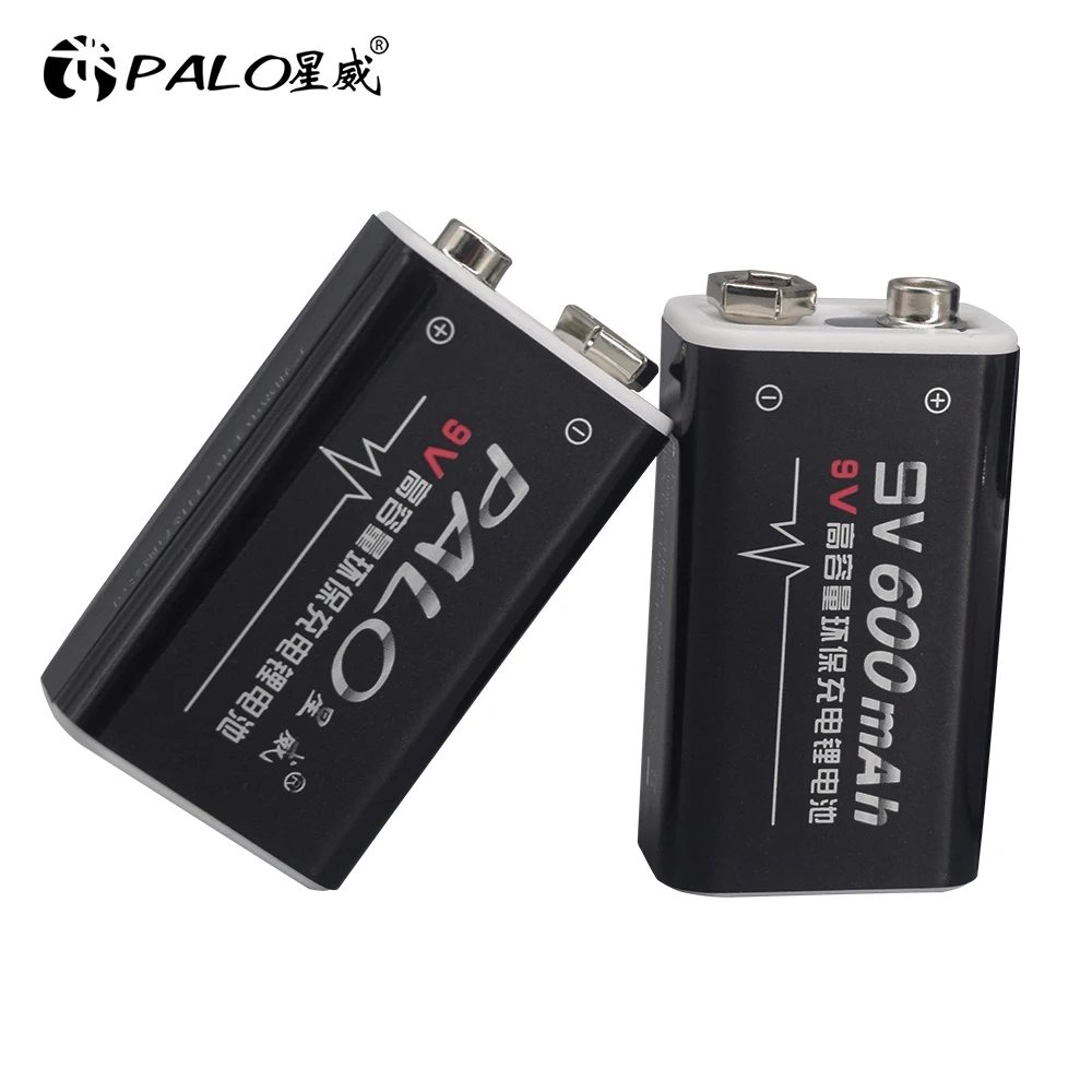 PALO 600 мА/ч, Батарея 9В батареи 6f22 6F22X 6LR61 9V ионно-литиевая Перезаряжаемые Батарея для радио, Камера, игрушки и так далее
