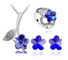Новый Кристалл цветок сливы красивые цветы серьги ожерелья кольца из трех частей Ювелирные наборы подарки CS103B13 ABC