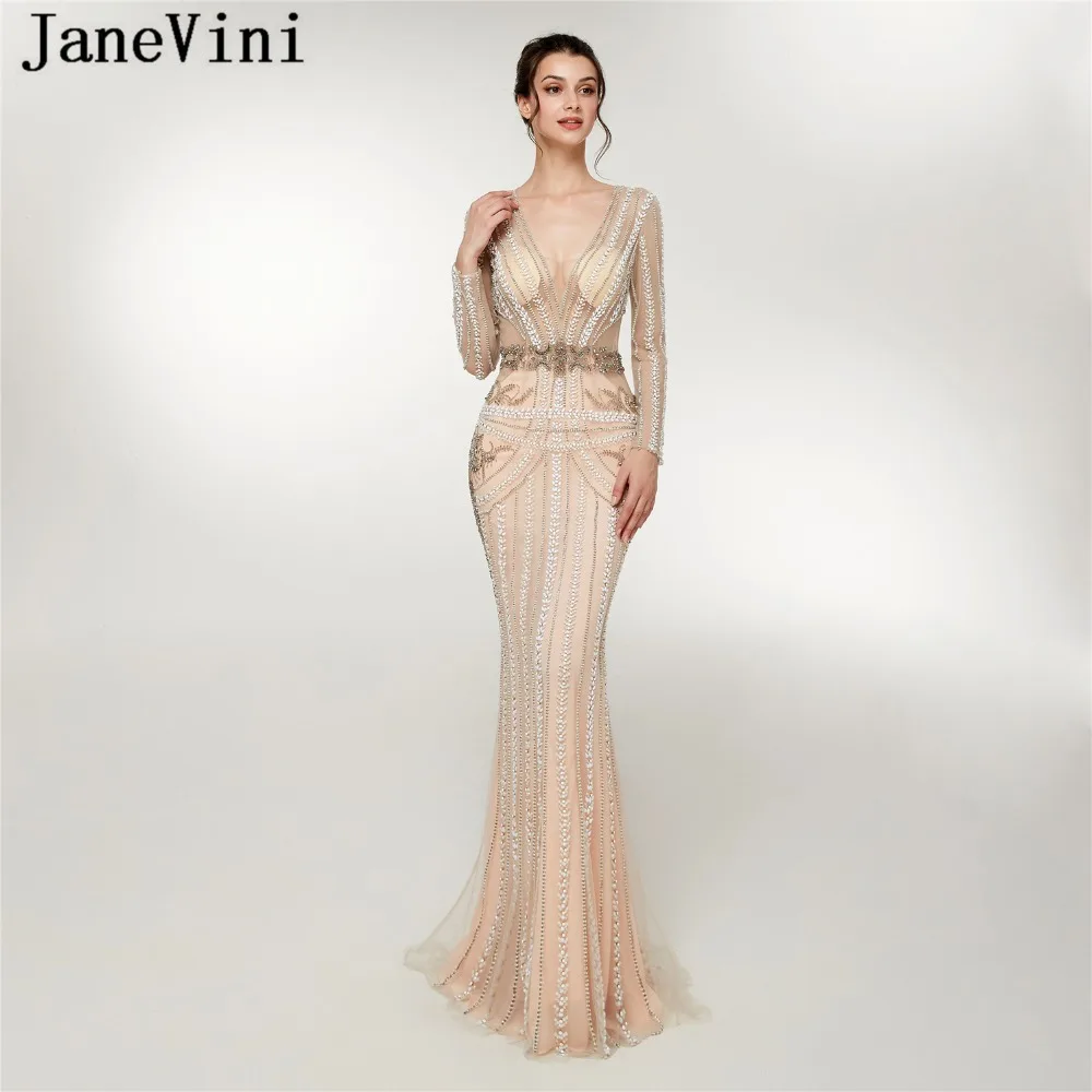 JaneVini 2018 Дубай Роскошные бисероплетенные тюлевые платья подружки невесты с
