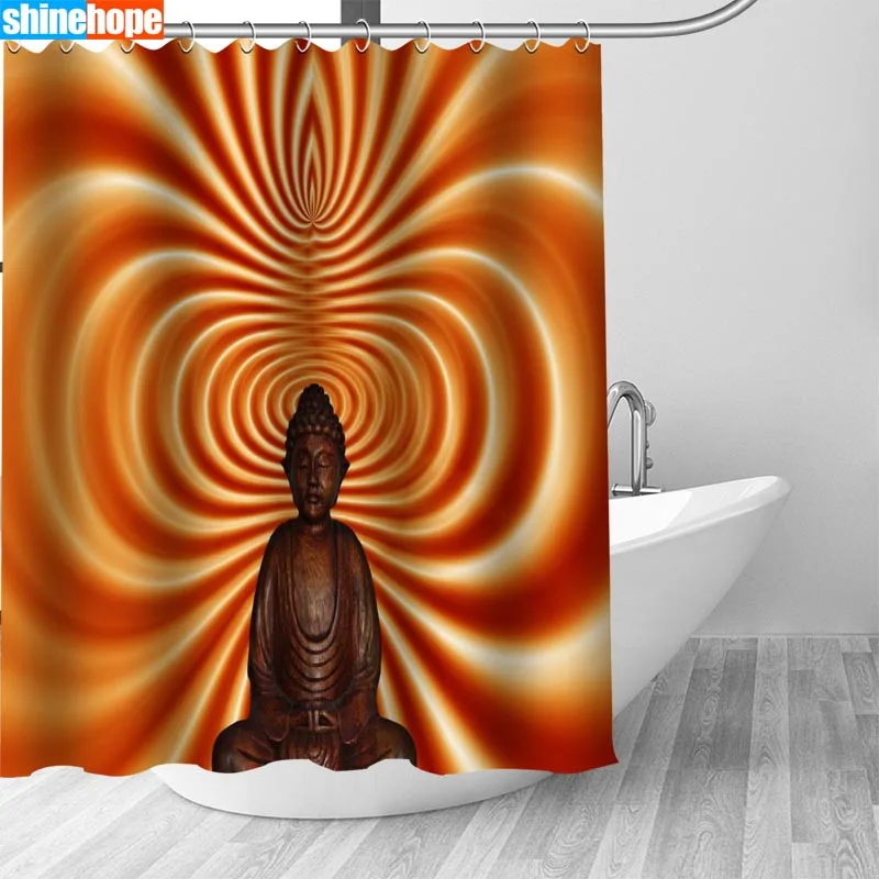 Shower Curtain 9 Индивидуальные Будда занавески для душа Водонепроницаемый полиэстер ткань 6 размеров высокое качество ванная комната занавески s - Цвет: Shower Curtain 9