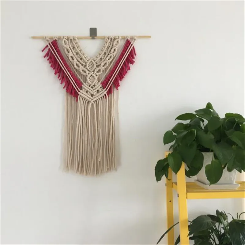 Handmade Bohemian Macrame Wall Hanging Cotton Rope Knitting Banner Tapestry Home Wedding Decoration | Дом и сад