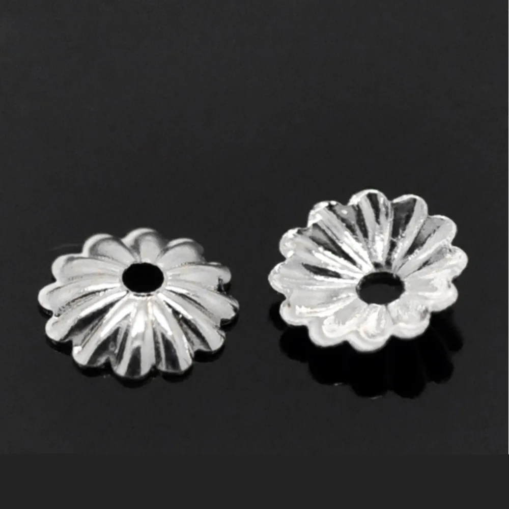 DoreenBeads медные шапочки для бусин цветок посеребренный полосатый узор сделай сам