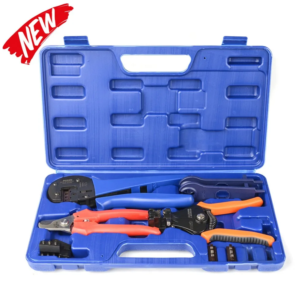 Iwiss KIT-2546S MC4 Солнечный Обжимные щипцы плоскогубцы Набор инструментов с зачистки, резак, MC4 гаечные ключи и пресс-формы для обжима 2,5/4/6mm2