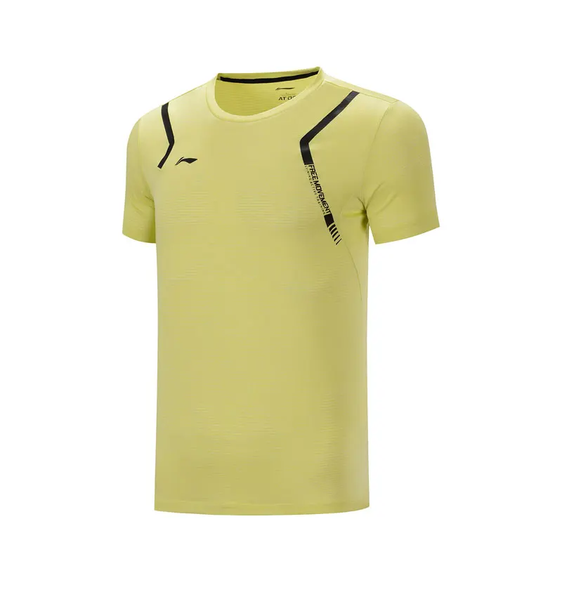 Li-Ning мужские футболки для тренировок, дышащие, полиэстер, с коротким рукавом, с подкладкой, удобные, спортивные, ATSP199 MTS3117
