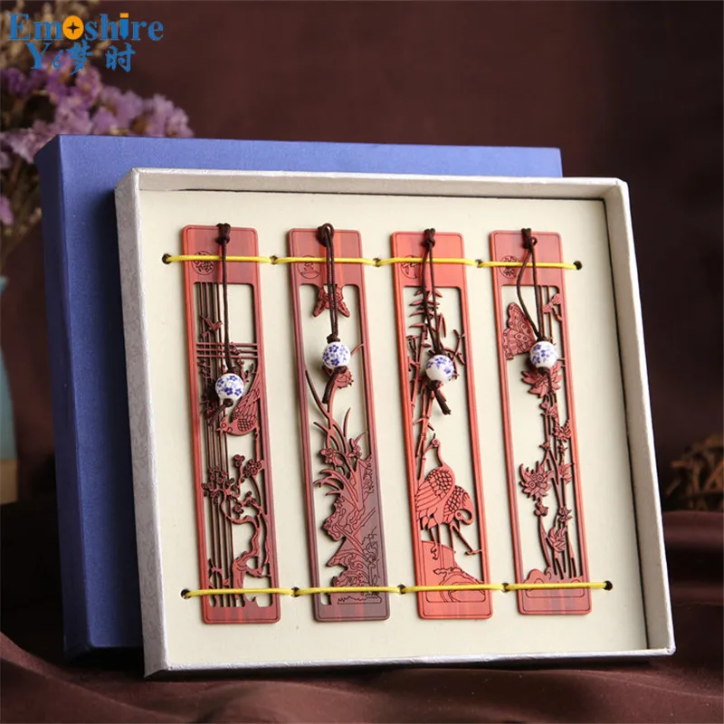 4 шт./компл. Высококачественная деревянная ретро закладка из массива дерева