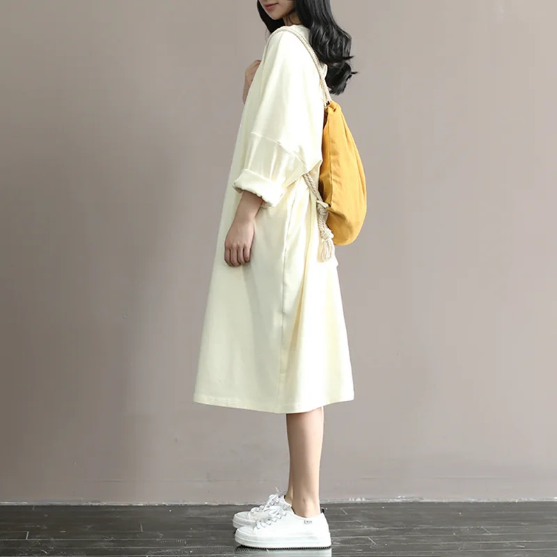 Женское платье с рукавом летучая мышь повседневное хлопковое свободного покроя