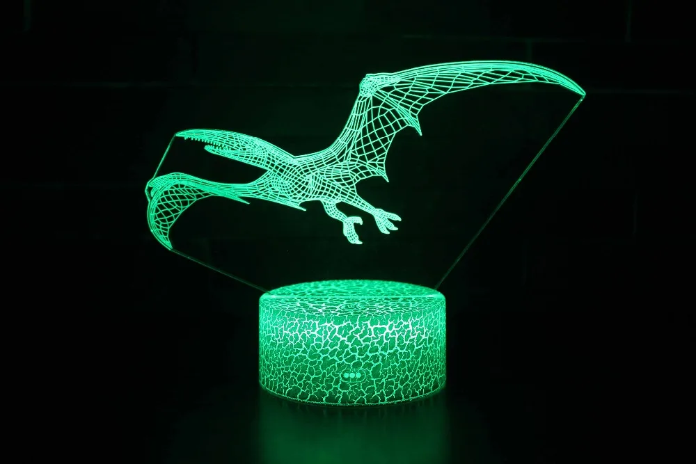 Jurassic динозавр Птерозавр 3D светодиодный светильник Летающий Динозавр светится в темноте игрушки Дети знания о животных Обучающие игрушки, подарки