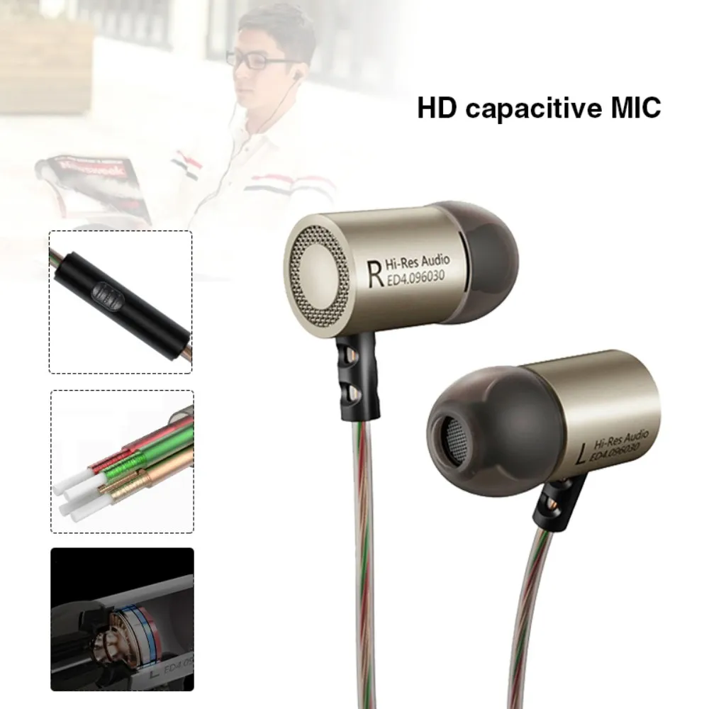 Оригинальные наушники KZ ED4 Hi-Fi стерео с микрофоном гарнитура 3 5 мм