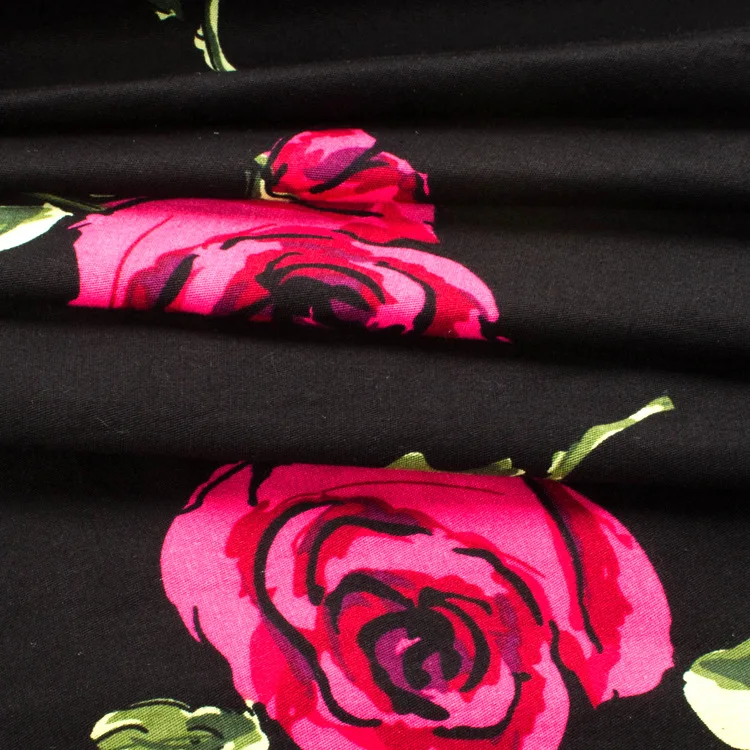 50s Vintage Woman Retro Red Rose Flower Bouquet Floral Print High Waist Midi Skirts Knee-Length Long Saia Feminina Ladies Skirt
