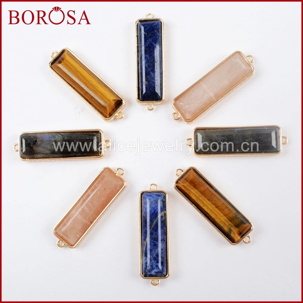 BOROSA 10 шт. прямоугольные натуральные разноцветные камни Druzy коннектор драгоценные