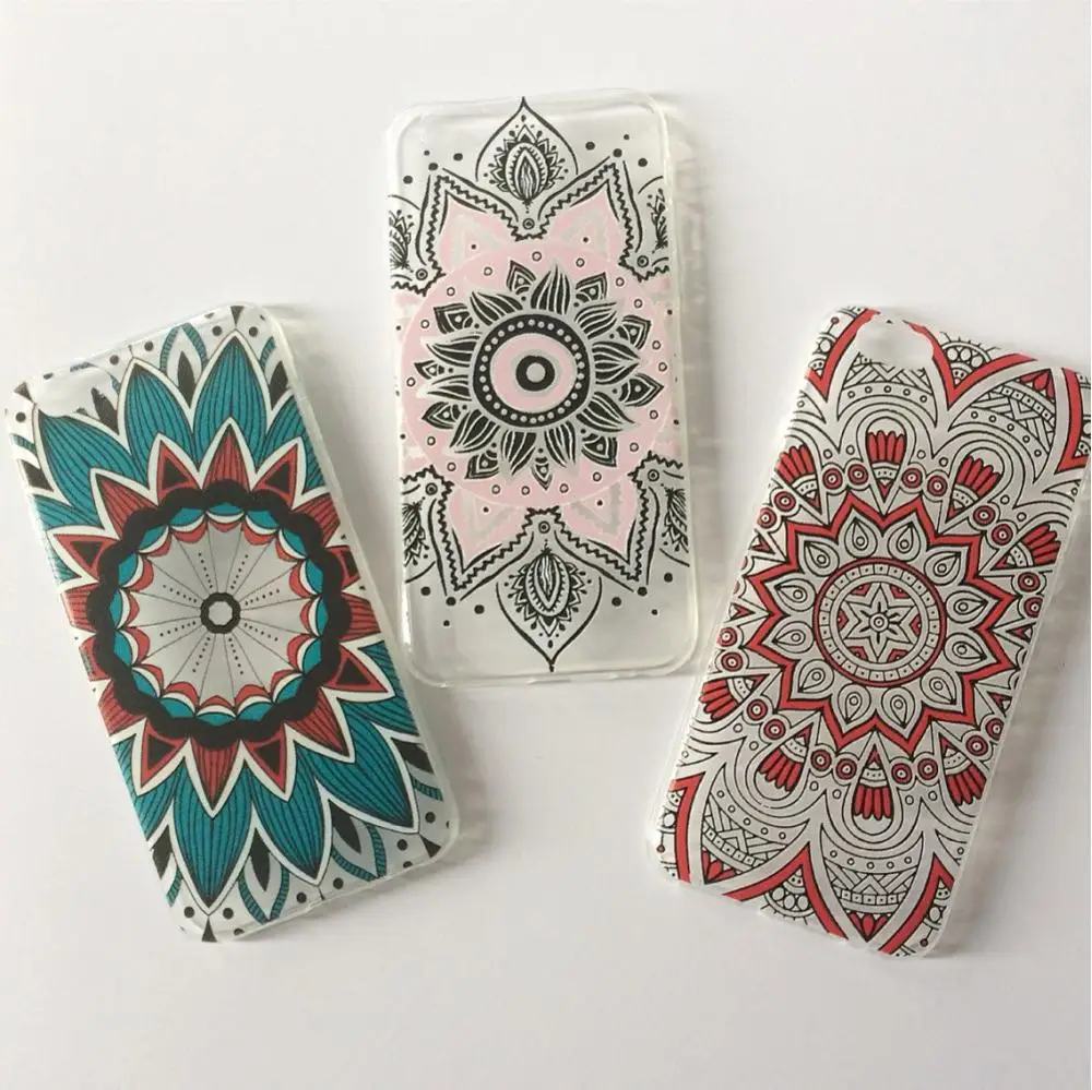 Чехол для iPhone 6 S Plus 5 5S SE прозрачные чехлы цветочный Рисунок Пейсли цветок Мандала