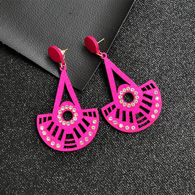 LZHLQ геометрические полые Висячие Модные женские серьги деревянные Макси со