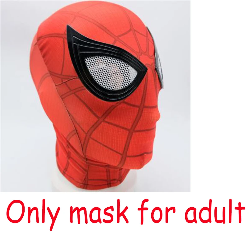 Mask adult Костюм паука человек вдали от дома маска для косплея человек паук супергерой Питер Паркер Zentai боди Хэллоуин для взрослых мужчин и детей - Цвет: Mask adult