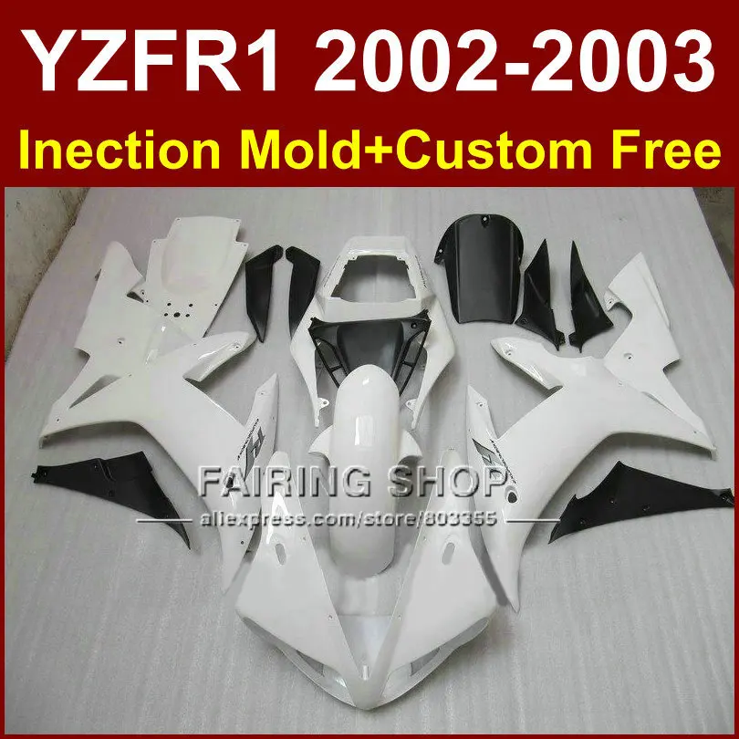 Hot sale white custom fairing for YAMAHA bodywork YZF1000 02 03 YZF R1 2002 2003 yzf r1 body parts Aftermarket +7gifts | Автомобили и
