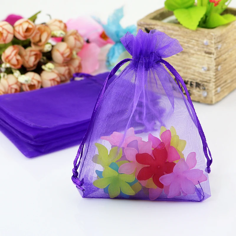 

Wholesale 200pcs/lot Deep Purple Organza Bags 11x16cm Christmas Gift Bag Drawable Jewelry Boutique Gift Packaging Bag Pouches