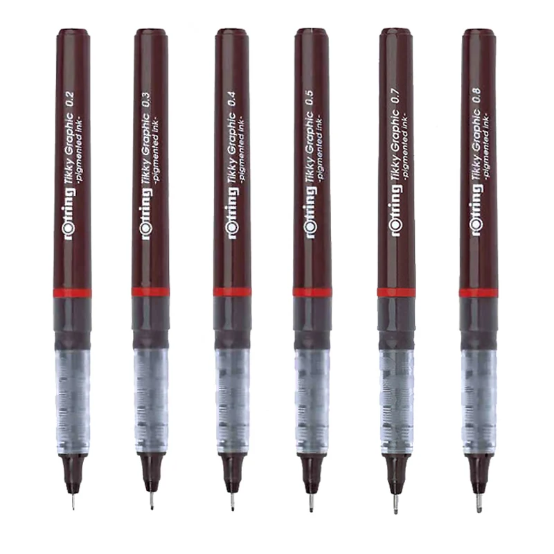 Графическая ручка Rotring Tikky черная пигментированная чернильная дизайнерская 1