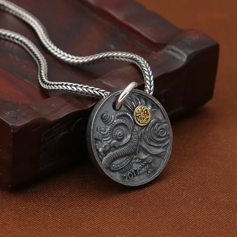 Мужской кулон из стерлингового серебра 925 принтованного круглого этического металла для вечеринок, украшение личности и ювелирное изделие.