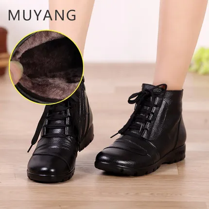 Зимняя обувь ботильоны женские натуральная кожа ботинки на плоской подошве 2017