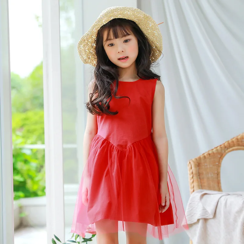 Летние платья для маленьких девочек 2018 детское платье принцессы без рукавов