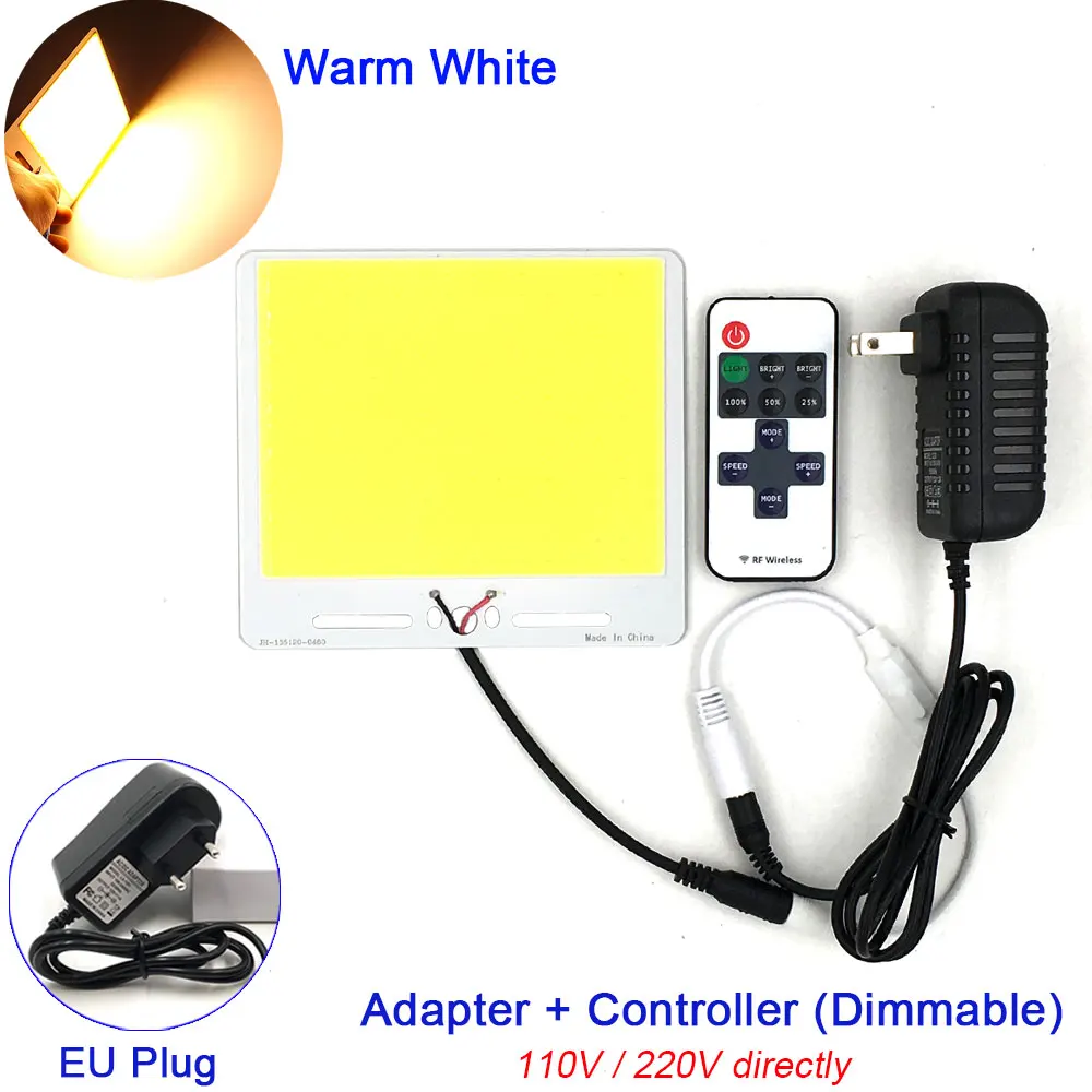 WW DIMMER EU PLUG 135x120 мм 50 Вт Светодиодный светильник с регулируемой яркостью для автомобиля, светильник ing, автомобильные лампы DIY 12 В, светодиодный светильник с чипом COB с контроллером, теплый белый - Цвет: WW DIMMER EU PLUG