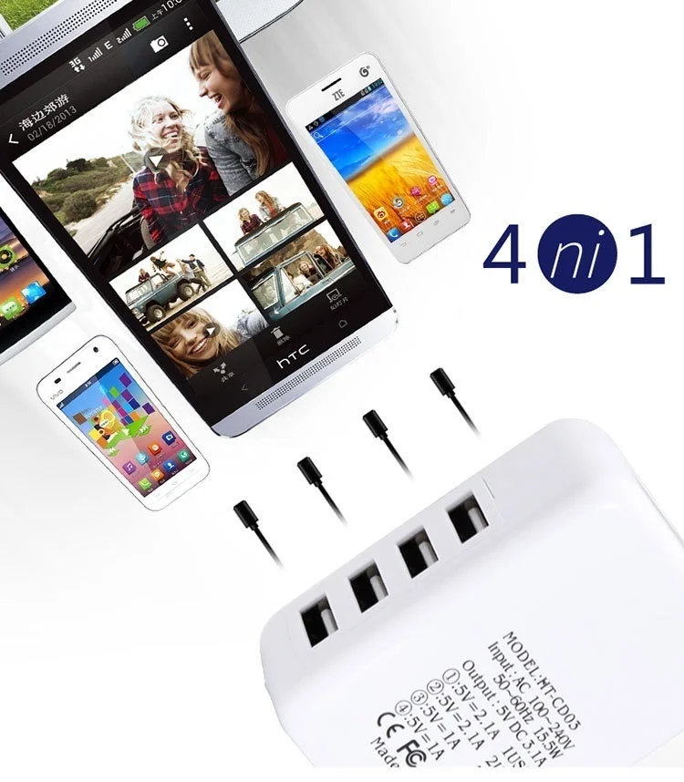 4 портовое зарядное устройство для быстрой зарядки 3 0 USB настенное Usb IPhone X XR