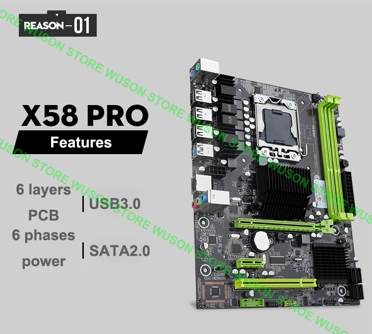 Материнская плата HUANANZHI X58 Pro LGA1366 с ЦП Xeon W3580 3,33 GHz 6 тепловых кулеров ОЗУ 16G(2*8G) GPU GTX750TI 2G видеокарта
