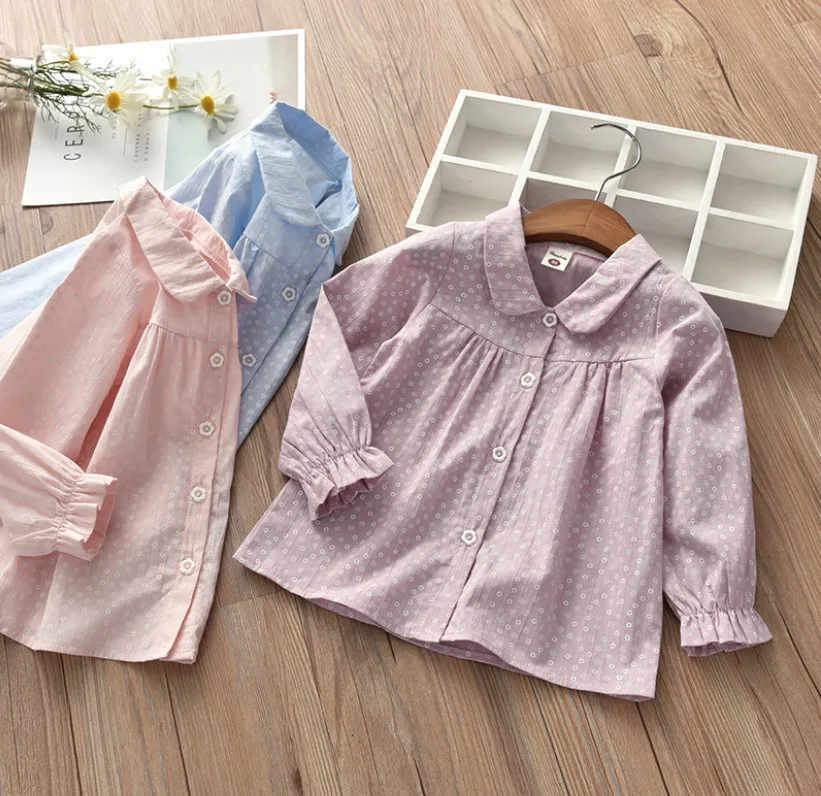 New Summer Autumn Kids Clothes Fashion Long Sleeve Children Shirts Cute Polka Dot Print Baby Girls Cotton Tees Tops Gifts | Детская