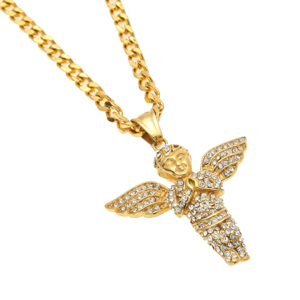 Лидер продаж ожерелье с подвеской в виде микро ангела стиле хип хоп